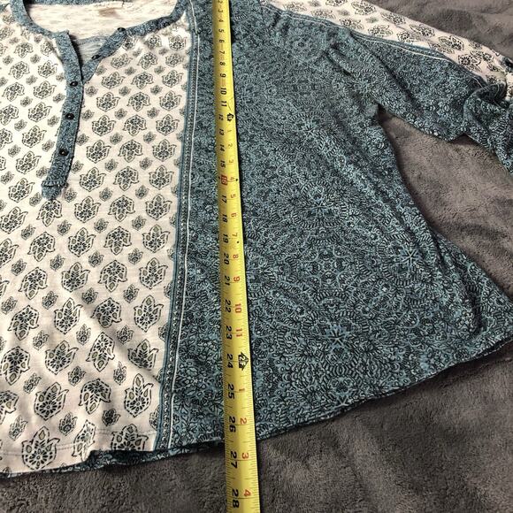 Style & Co Plus Size 3X Peasant Boho Top V Neck Roll Tab Stretch Paisley Popover - Picture 3 of 9